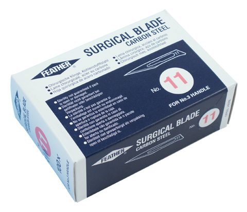 Skalpellblad #11 Steril Kolstål 100 st/fp FEATHER