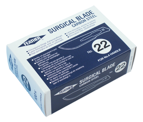 Skalpellblad #22 Steril Kolstål 100 st/fp FEATHER