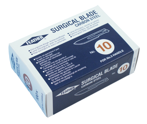 Skalpellblad #10 Steril Kolstål 100 st/fp FEATHER