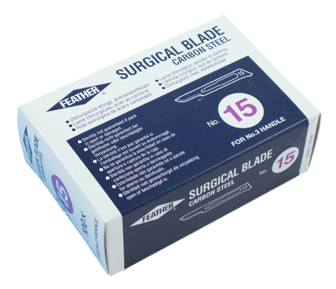 Skalpellblad #15 Steril Kolstål 100 st/fp FEATHER