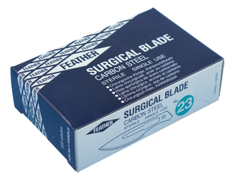 Skalpellblad #23 Steril Kolstål 100 st/fp FEATHER