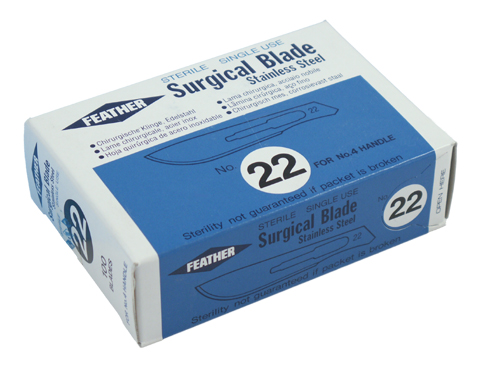 Skalpellblad #22 Steril Rostfritt Stål 100 st/fp FEATHER