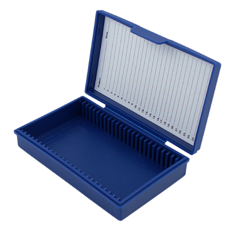 Objektglasask 25 glas PP fasthängande lock