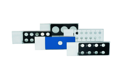 Objektglas Diagnostica  Blå Epoxy 1 hål Ø 8 mm 100 st/fp EPREDIA