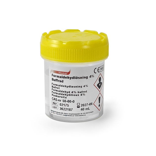 Formaldehyd 4% Buffrad 40 ml i 70 ml burk 60 st/fp