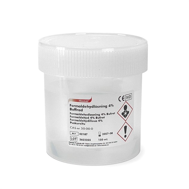 Formaldehyd 4% Buffrad 150ml i 250ml burk 10 burkar/fp