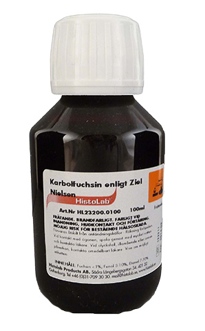 Karbolfuchsin påvisar TB enligt Ziel Nilsen 100 ml