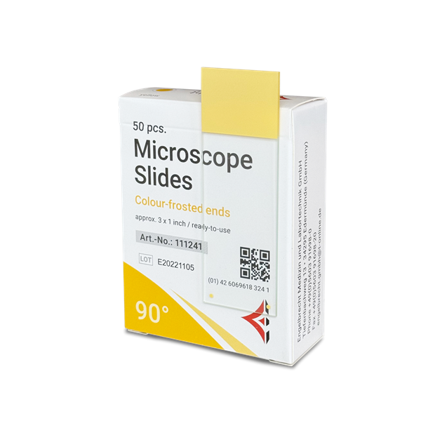 Objektglas 90° Gul 50 askar à 50 glas ENGELBRECHT